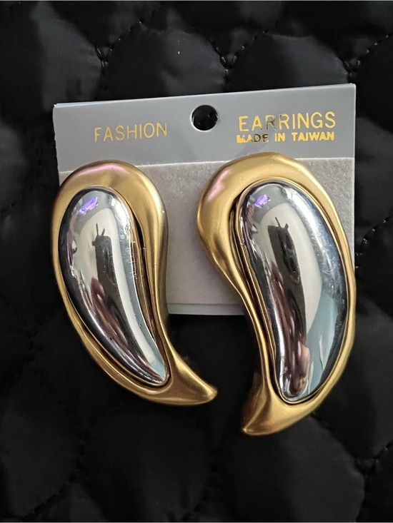 Jewelry - Gold & Silver Teardrop Statement Earrings Style Givenchy 1980